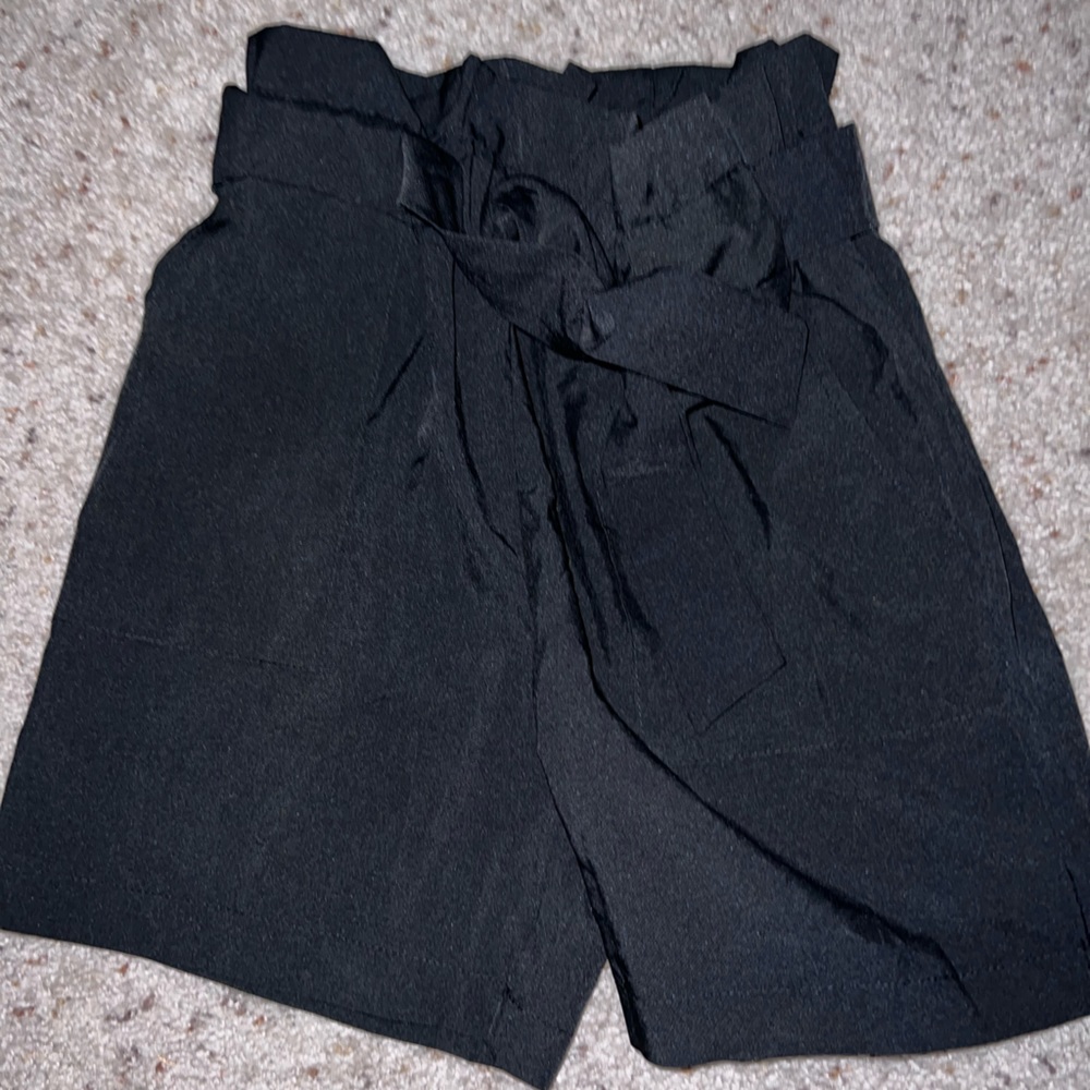 black paper bag shorts